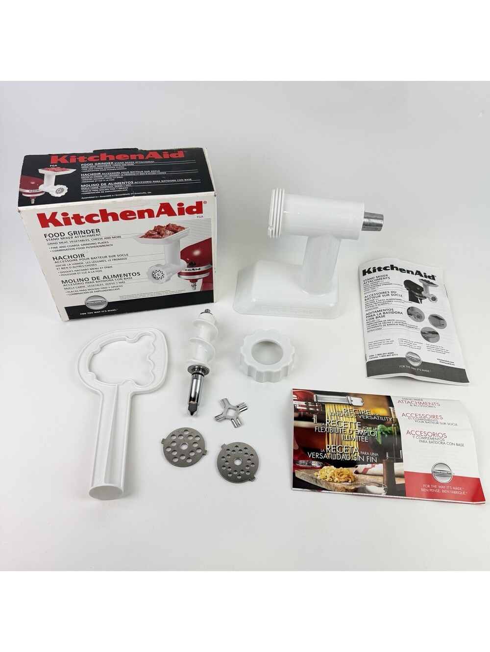 KitchenAid Food Grinder Stand Mixer Attachment FGA White